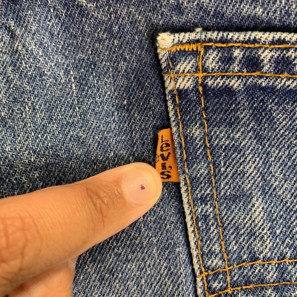VTG Levis 40559 Jeans Mens 38x30 (Fits 36x29) Blue Straight Denim Orange Tab 80s - Picture 4 of 16